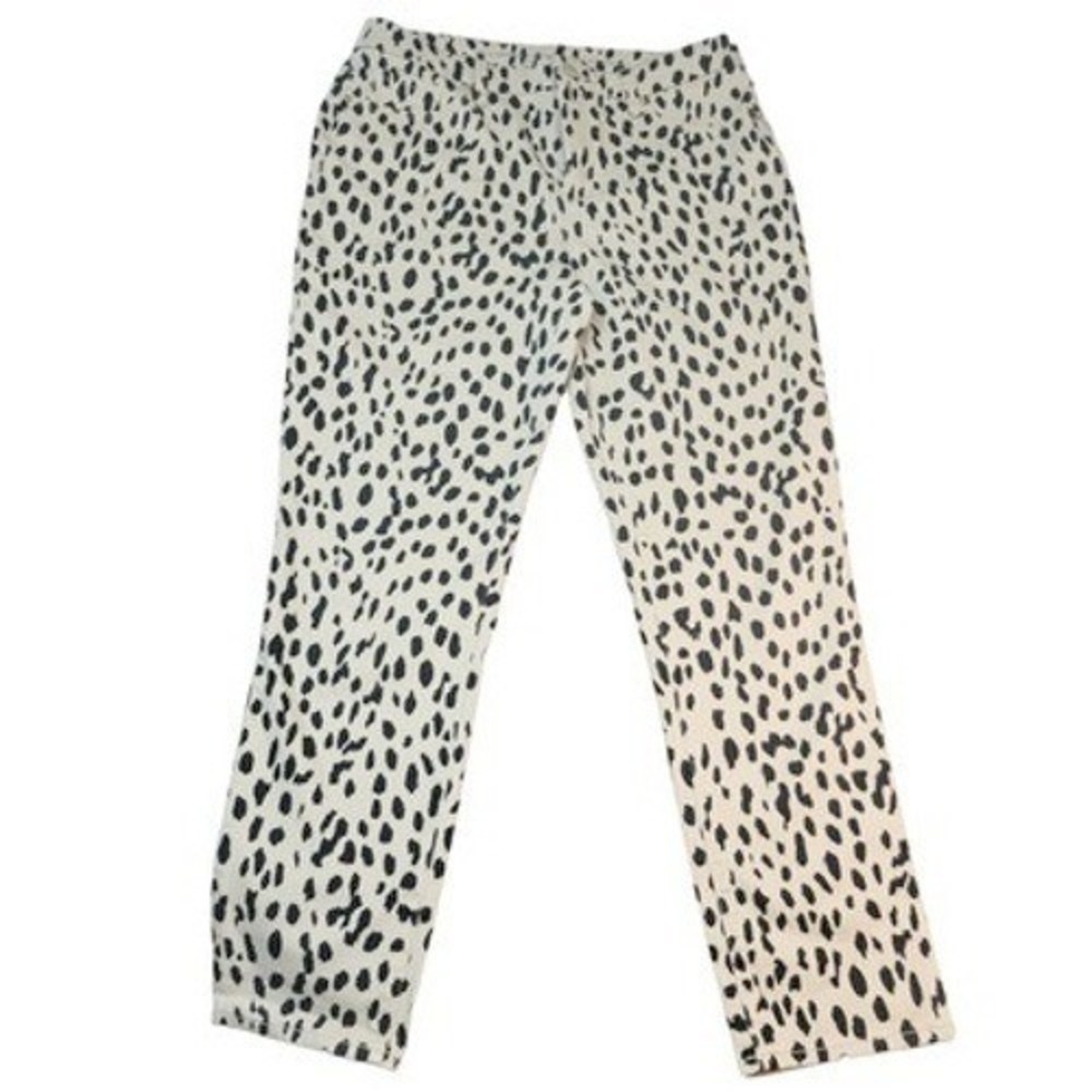 Chicos So Slimming Girlfriend Slim Leg Ankle Pants Animal Print‎ Tan Black 0R/28